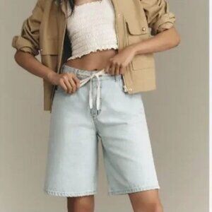 Anthropologie Pilcro Classic Bermuda Denim Shorts with Drawstring Waist size 27